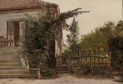 The Garden Steps Leading to the Artist’s Studio on Blegdammen av Christen Købke