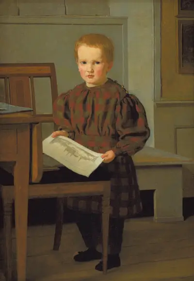 The Painter C.W. Eckersberg’s Son Julius in his Fathers Studio av Christen Købke