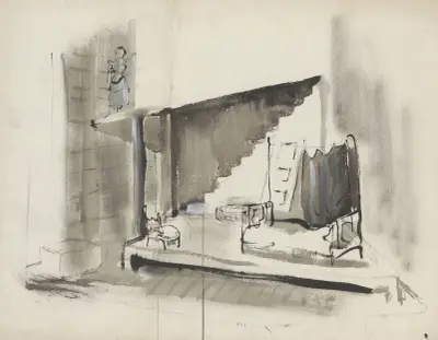 La Nuit – maquette de décor – chambre av Christian Bérard