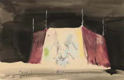 Les Forains, ballet de Roland Petit – maquette de décor – la tente et les soeurs siamoises av Christian Bérard