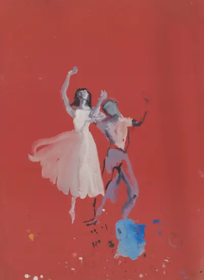 Mozartiana – maquette de costume – couple dansant av Christian Bérard