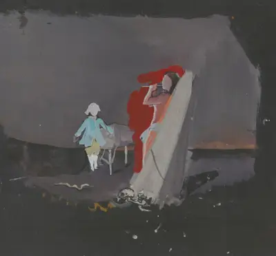 Mozartiana – maquette de décor – enfant pianiste près d’un flûtiste av Christian Bérard