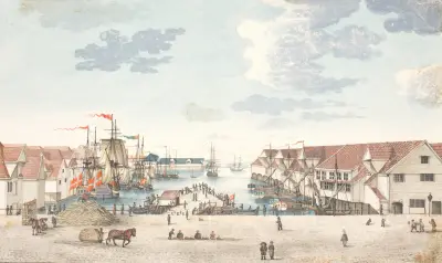 Brygge i Bergen av Johan Christian Dahl