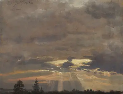 Cloud Study with Sunbeams av Johan Christian Dahl