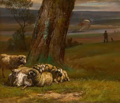 Landscape by the River Elbe (Sauer ved Elven) av Johan Christian Dahl