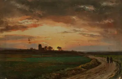 Landskap nära Lippe vid solnedgång av Johan Christian Dahl