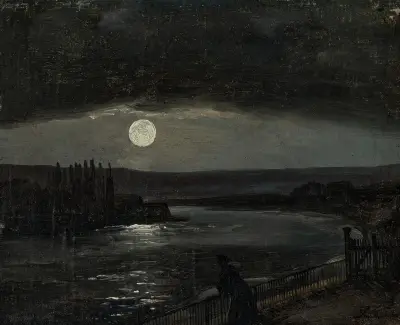 Månsken över Brühlsche Terrasse, Dresden av Johan Christian Dahl