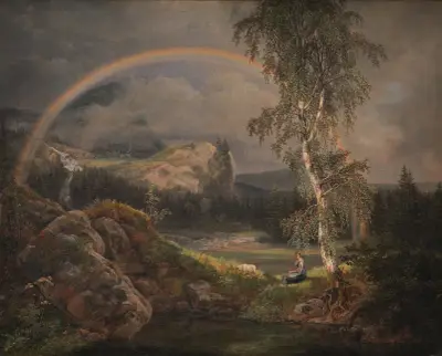 Norskt landskap med regnbåge av Johan Christian Dahl