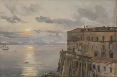 Kasernen vid Pizzofalcone, Neapel av Johan Christian Dahl