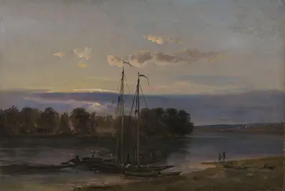 Elbe vid solnedgång av Johan Christian Dahl