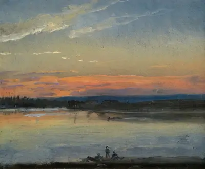 Elbe i kvällsljus av Johan Christian Dahl