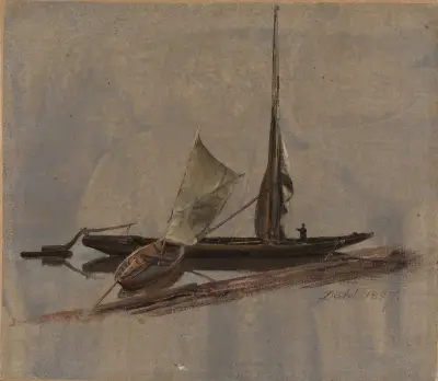 Two Sailing-Boats at the Elbe av Johan Christian Dahl
