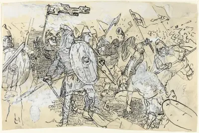 Forarbeid til Snorre Sturlason, Kongesagaer, Kristiania 1899 av Christian Krohg