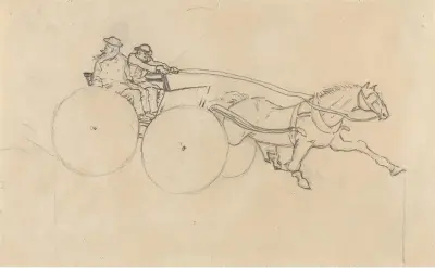 Pferd und Karren mit zwei Figuren von Christian Krohg