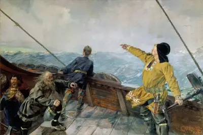 Leiv Eirikson discovering America av Christian Krohg
