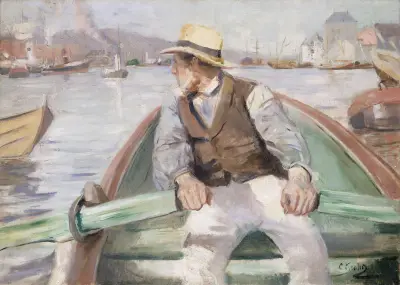 Se framåt, Bergens hamn av Christian Krohg