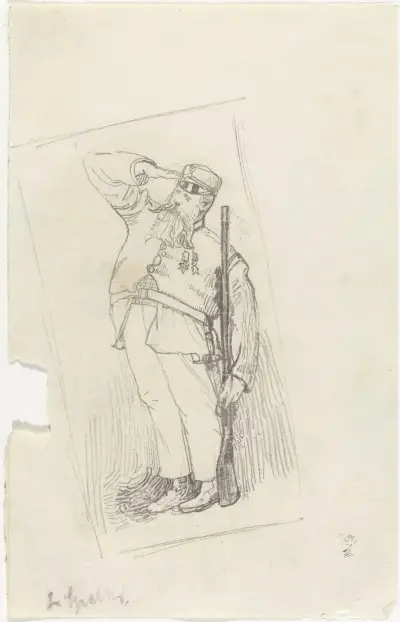 Selvportrett med gevær av Christian Krohg