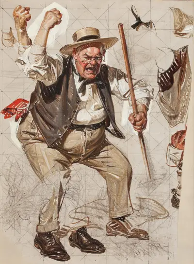 Saturday Evening Post cover, study av Joseph Christian Leyendecker