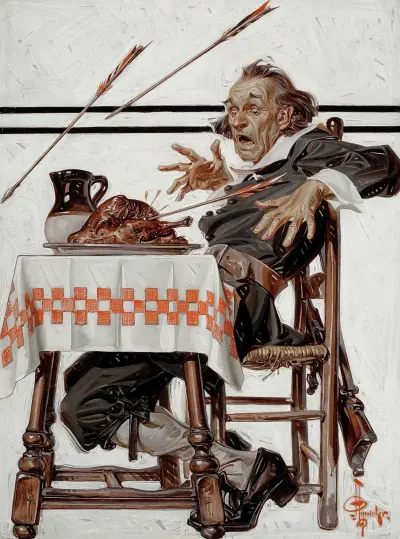 Skrämd pilgrim av Joseph Christian Leyendecker
