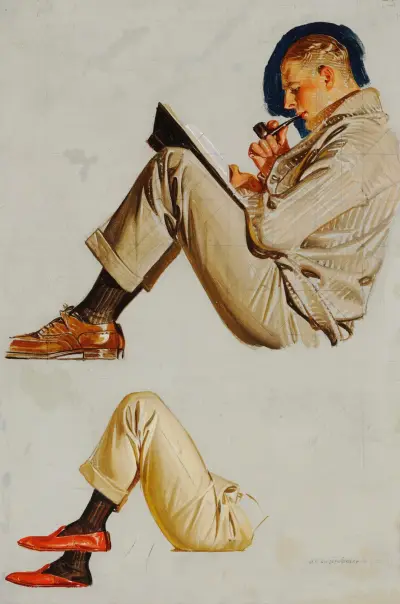 Studie för ’Interwoven Socks’ av Joseph Christian Leyendecker
