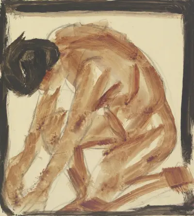 Kneeling nude to the left av Christian Rohlfs