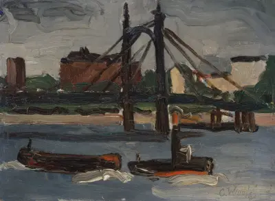 The Thames at Battersea av Christopher Wood