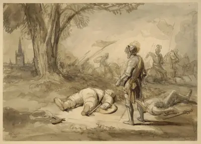 King Henry IV, pt. 1, V, 4, Falstaff feigning death av Clarkson Stanfield
