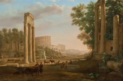 Capriccio med ruiner från Forum Romanum av Claude Lorrain