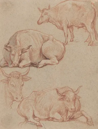 Vier Kühe von Claude Lorrain