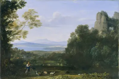Landskap med Apollo och Mercurius av Claude Lorrain