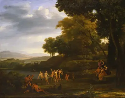 Landskap med dansande satyrer och nymfer av Claude Lorrain