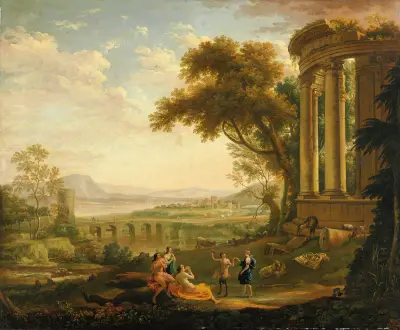 Landskap med satyr och nymf av Claude Lorrain