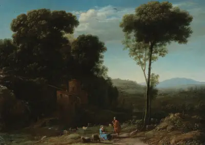 Pastoral Landscape with a Mill av Claude Lorrain