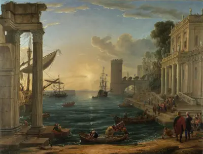 The Embarkation of the Queen of Sheba av Claude Lorrain