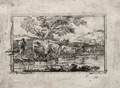 Das Vieh an der Tränke von Claude Lorrain