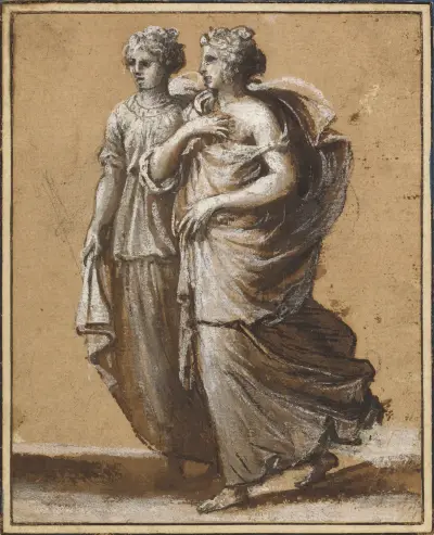 Zwei Frauen in antikem Gewand von Claude Lorrain