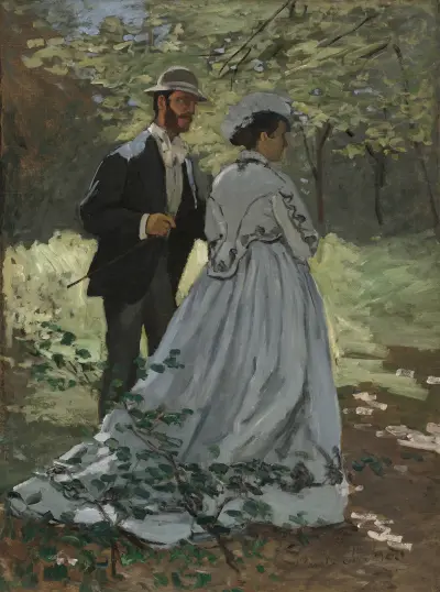 Bazille and Camille (Study for Déjeuner sur l’Herbe ) av Claude Monet