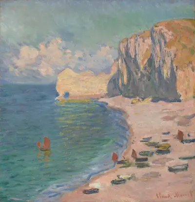 Étretat, The Beach and the Falaise d’Amont av Claude Monet