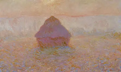 Grainstack-Sun in the Mist av Claude Monet