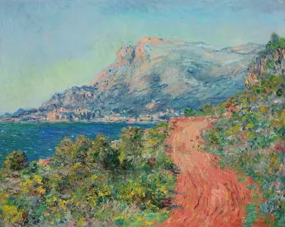 La route rouge près de Menton av Claude Monet