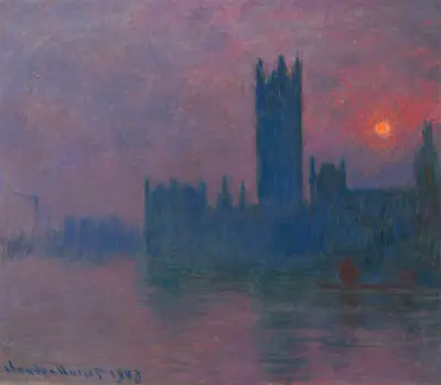 Le Parlement, soleil couchant av Claude Monet