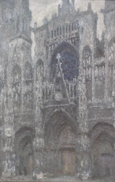 The Cathedral in Rouen. The portal, Grey Weather av Claude Monet