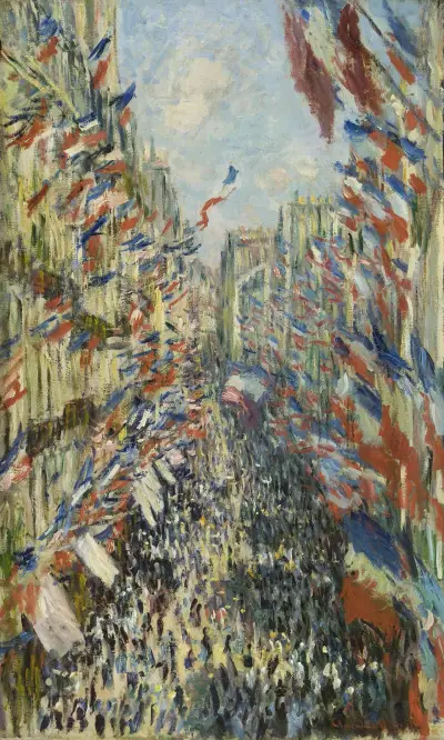 The Rue Montorgueil in Paris. Celebration of June 30, 1878 av Claude Monet
