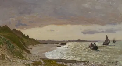The Seashore at Sainte-Adresse av Claude Monet