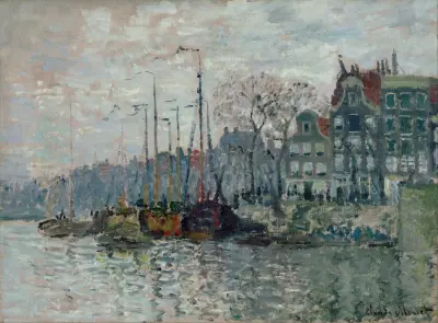 View of the Prins Hendrikkade and the Kromme Waal in Amsterdam av Claude Monet