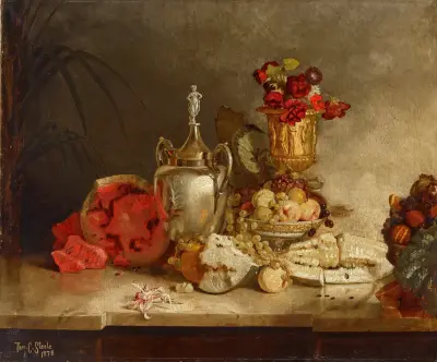 Still Life of Fruit and Urn av Theodore Clement Steele