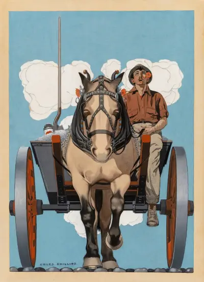 Man ridande på en hästskjuts av Coles Phillips