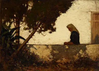 Woman in an Italian Garden av Louis Comfort Tiffany