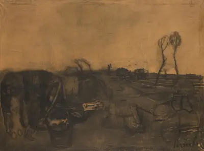 Landschaft mit Mäharbeit von Constant Permeke