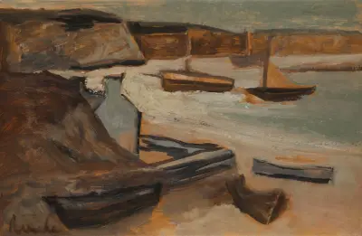 Strand med båtar av Constant Permeke